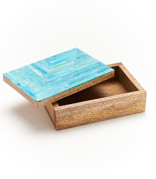 Akasha Aqua Treasure Box - Handcrafted Bone, Wood