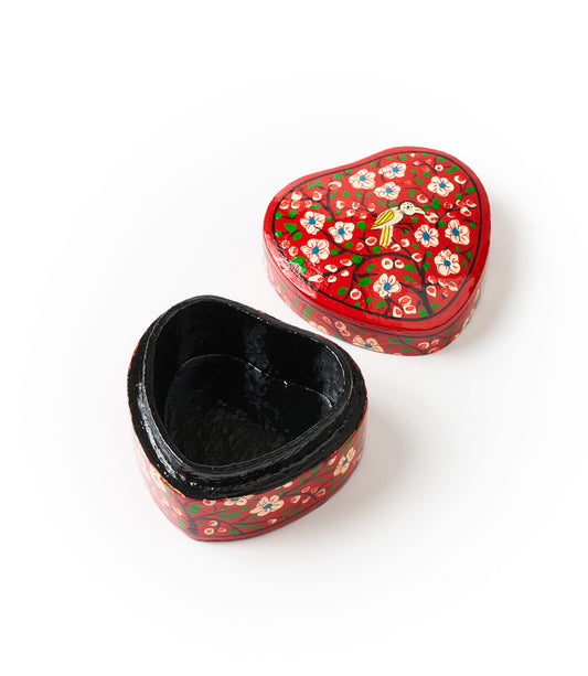 Paradise Hearts Paper Mache Boxes Set of 6 - Hand Painted Assorted