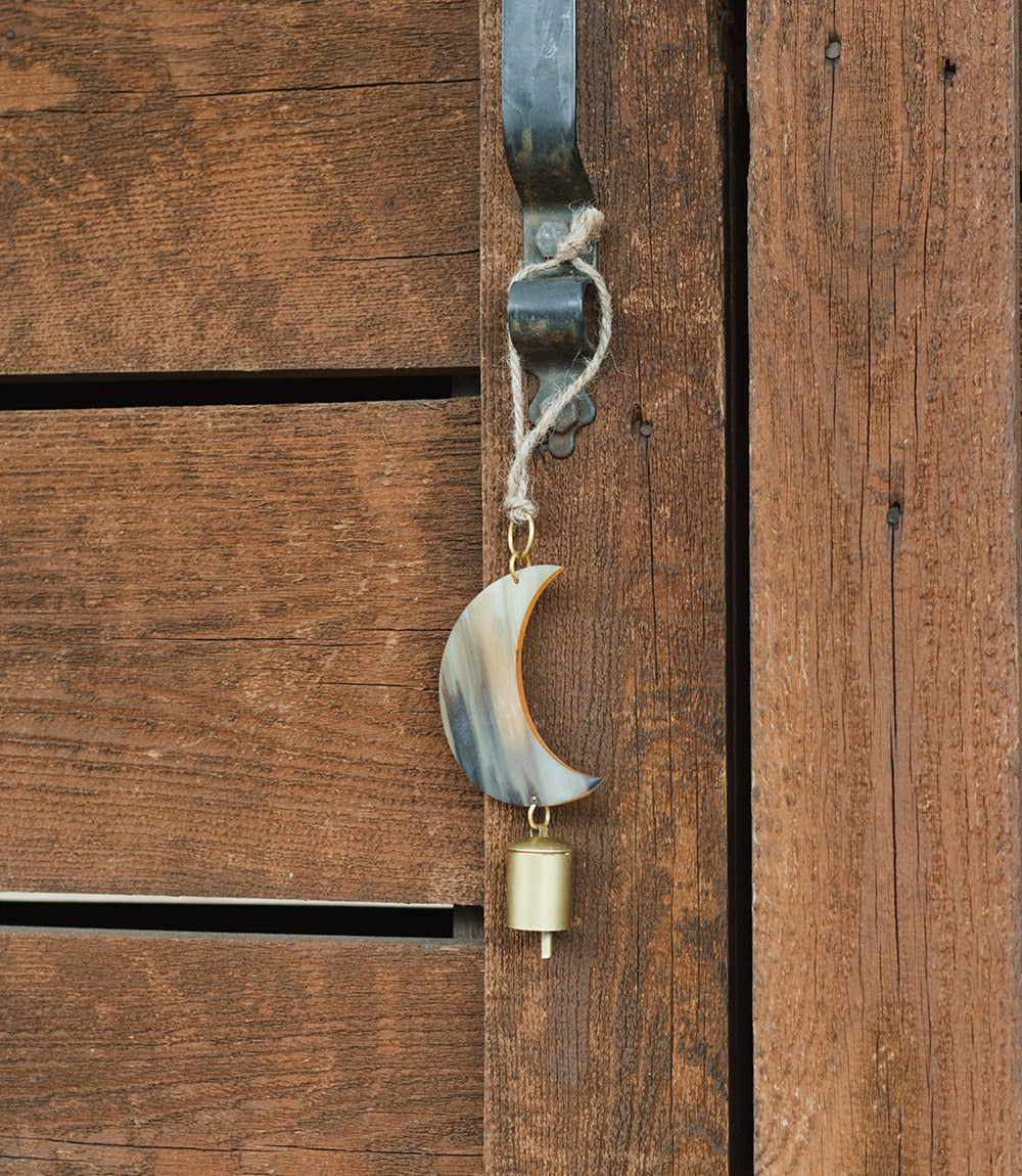 Chayana Moon Bell Wind Chime - Carved Horn, Hand Tuned