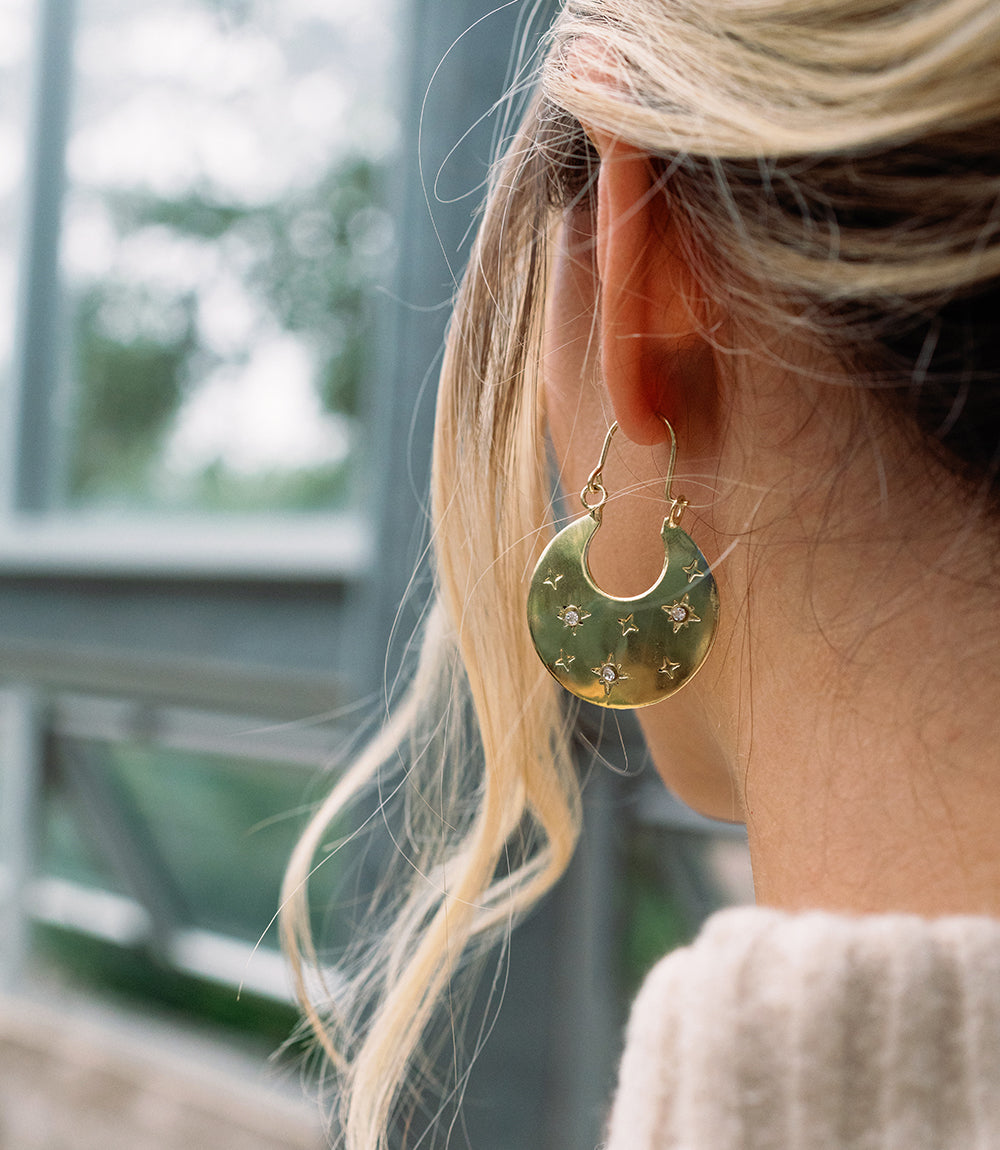 Sitara Starry Flat Hoop Earrings