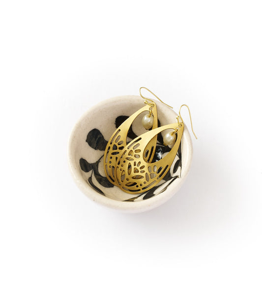 Lalita Ceramic Trinket Dish - Hand-Painted Black, White
