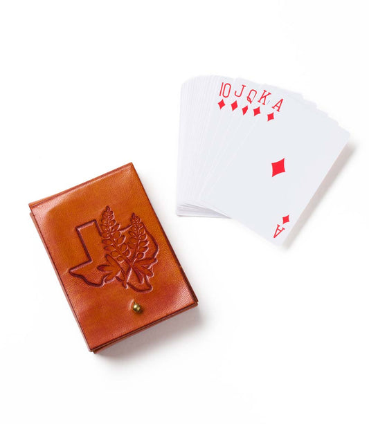 Texas Bluebonnet Leather Playing Cards Set