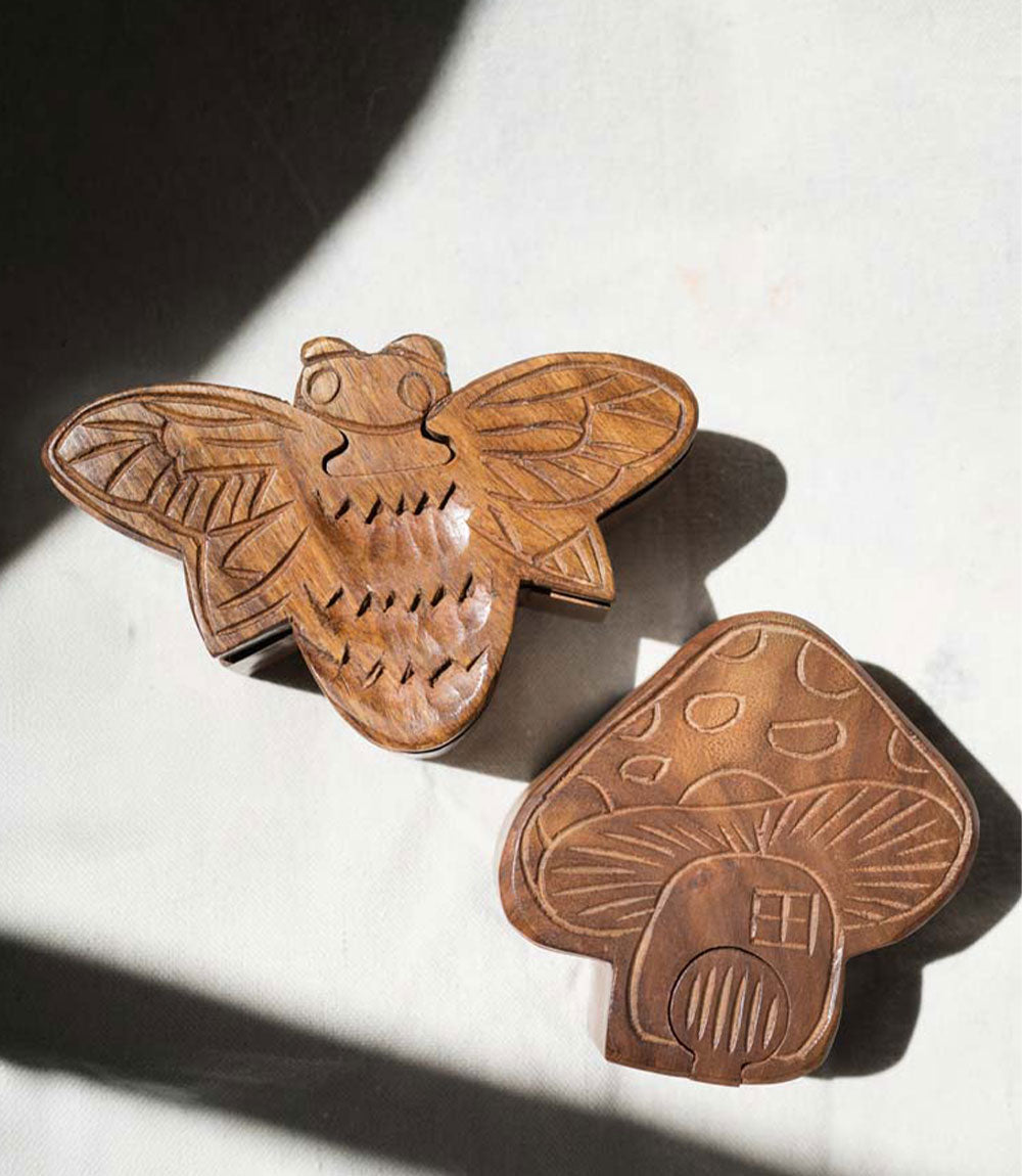 Bee Puzzle Box - Handcrafted Sheesham Wood