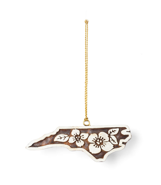 North Carolina State Dogwood Ornament - Hand Carved State Flower
