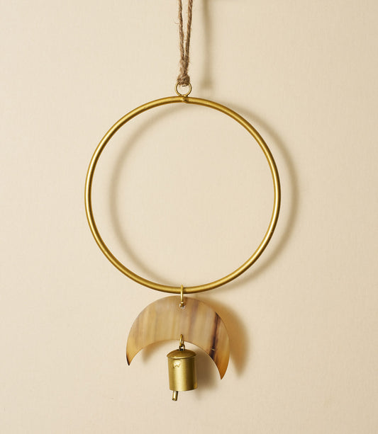 Chayana Orbit Moon Wind Chime - Carved Horn, Hand Tuned