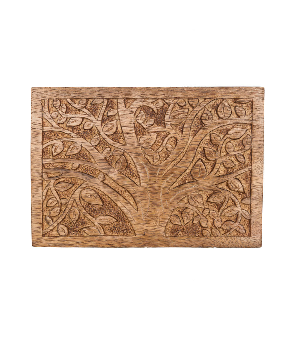 Aranyani Tree of Life Jewelry Box With Tray - Hand Carved Wood