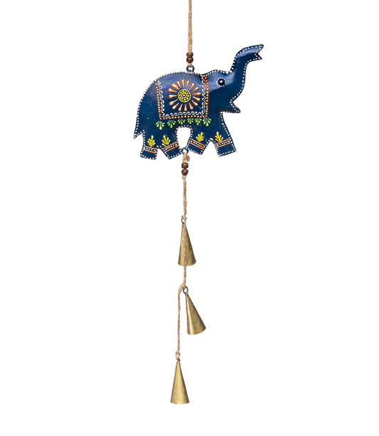 Henna Treasure Elephant Bell Wind Chime - Hand Painted Patio Decor