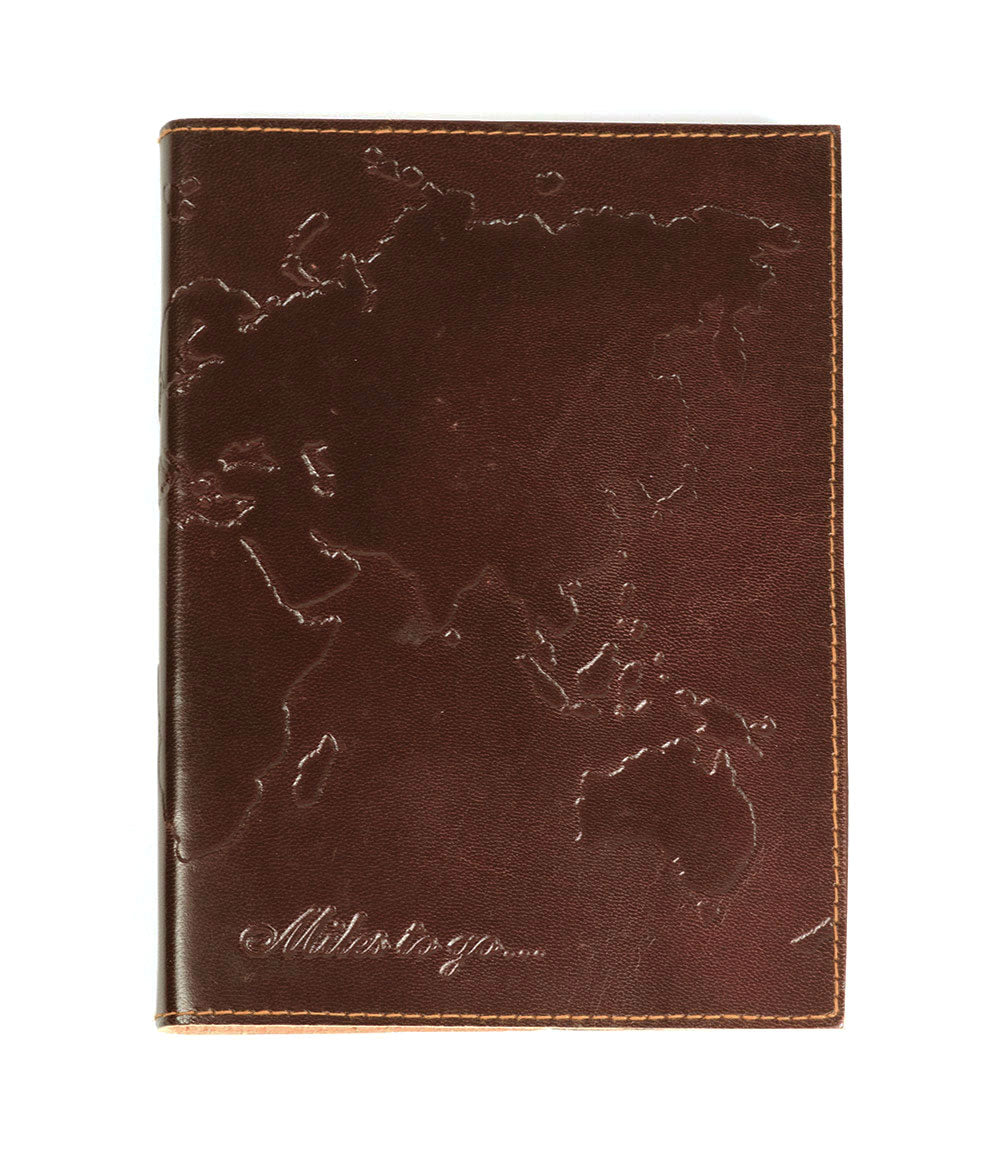 World 5x7 Leather Journal - Refillable Recycled Paper