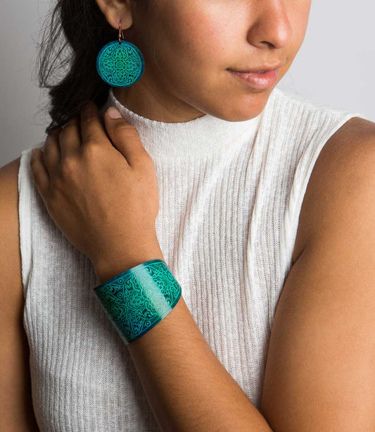 Devika Teal Patina Cuff Bracelet - Fair Trade Jewelry