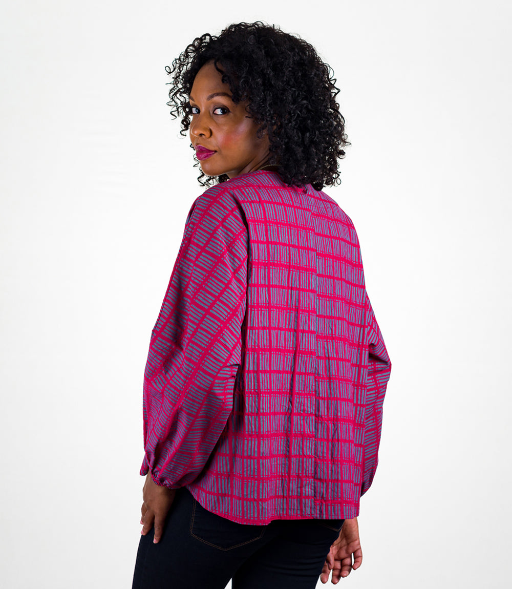 Lavanya Women's Kimono Jacket - Block Print Cotton, One Size