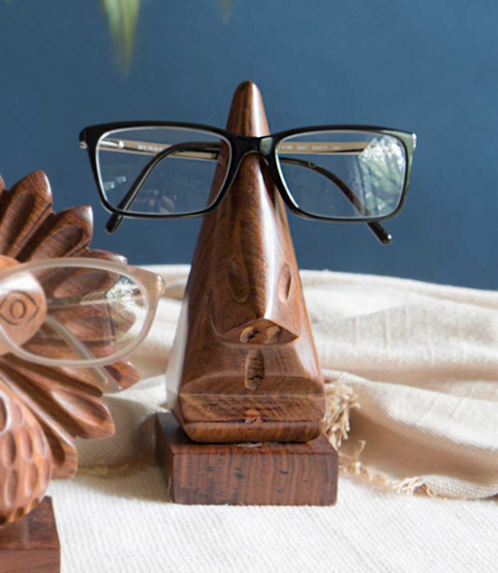 Nose Glasses Holder Stand - Handcrafted Indian Rosewood
