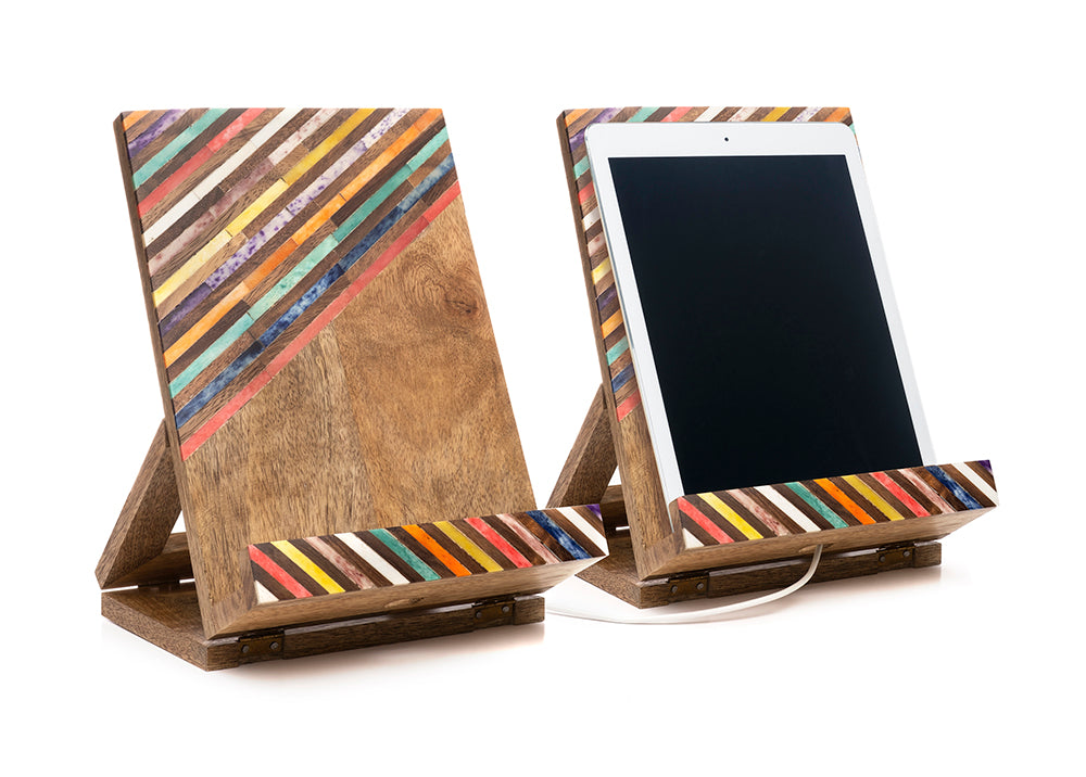 Banka Mundi Book Tablet Stand -  Collapsible, Mango Wood, Bone