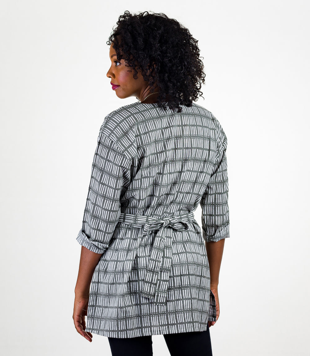 Kamini Women's Dash Belted Tunic  - Block Print Cotton, L/XL