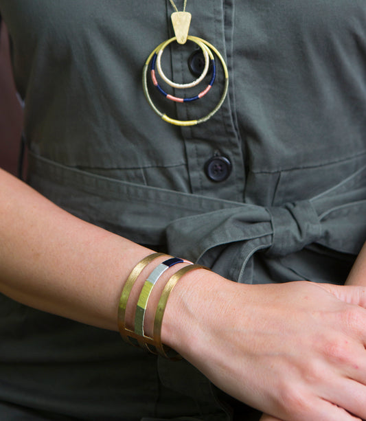 Kaia Gold Tone Cuff Bracelet - Multi Thread Wrapped