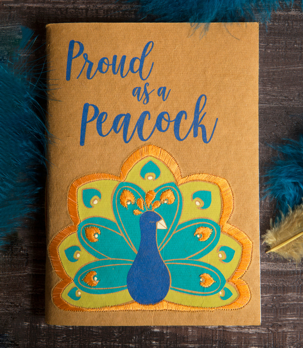 Sassy Peacock 5x7 Journal Recycled Paper