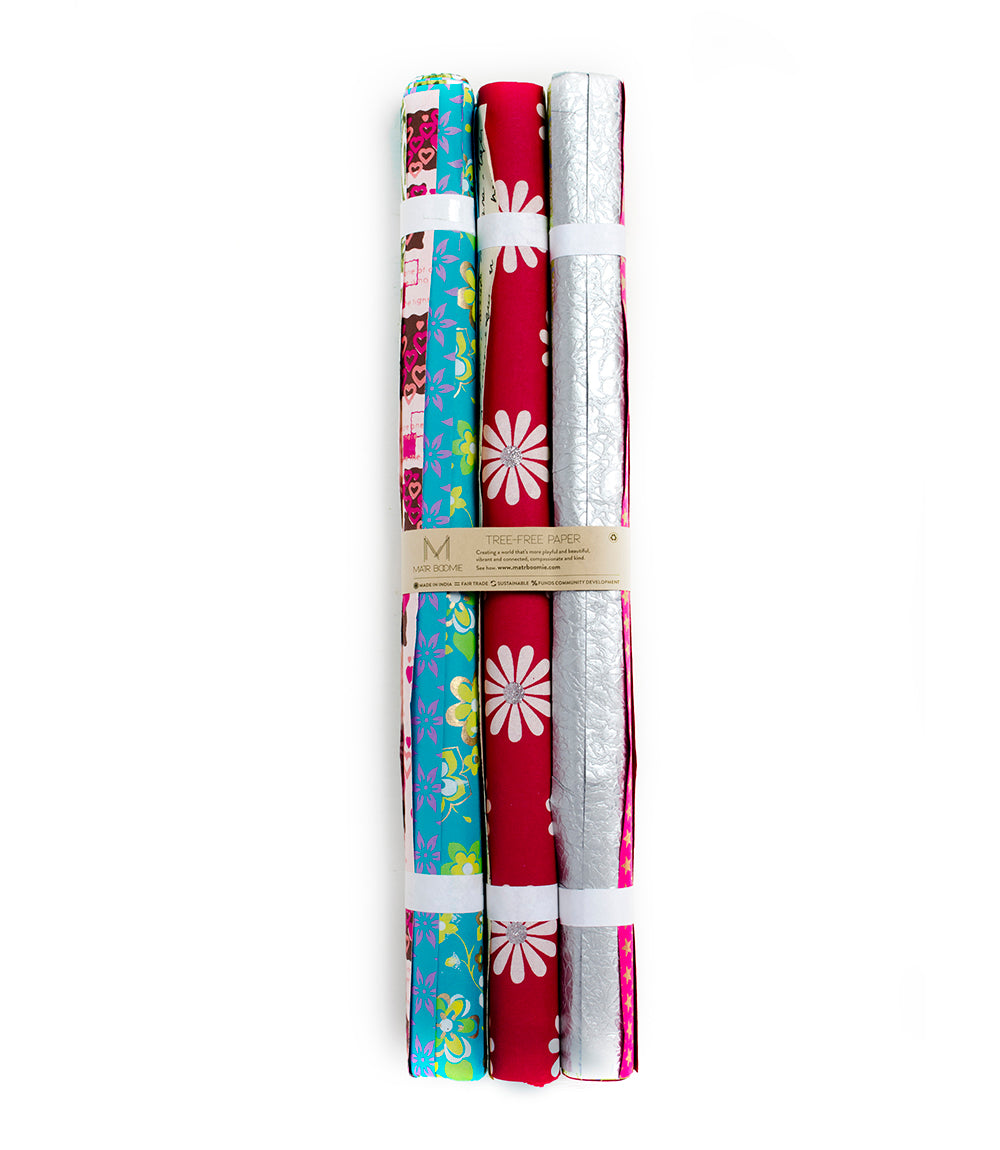 Recycled Paper Gift Wrap Bulk Pack - Assorted Eco-friendly