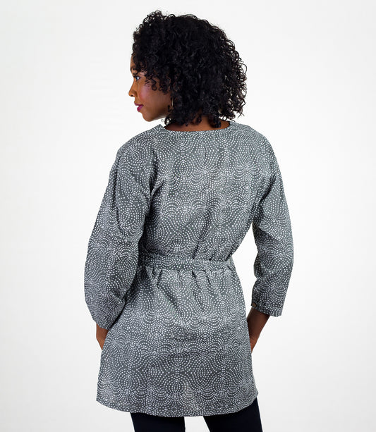 Kamini Women's Dotted Belted Tunic - Block Print Cotton, L/XL