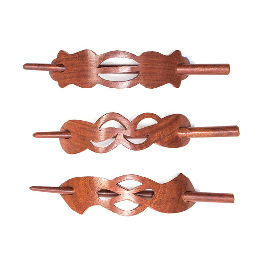 Sophia Woodcut Hair Slides with Stick Set of 3 - Hand Carved