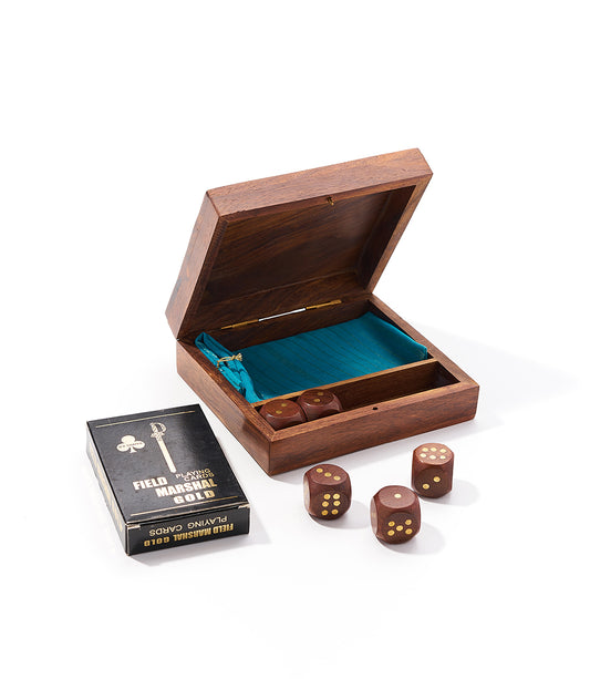 Game Night Box (5 Dice, Playing Cards) - Handcrafted Wood