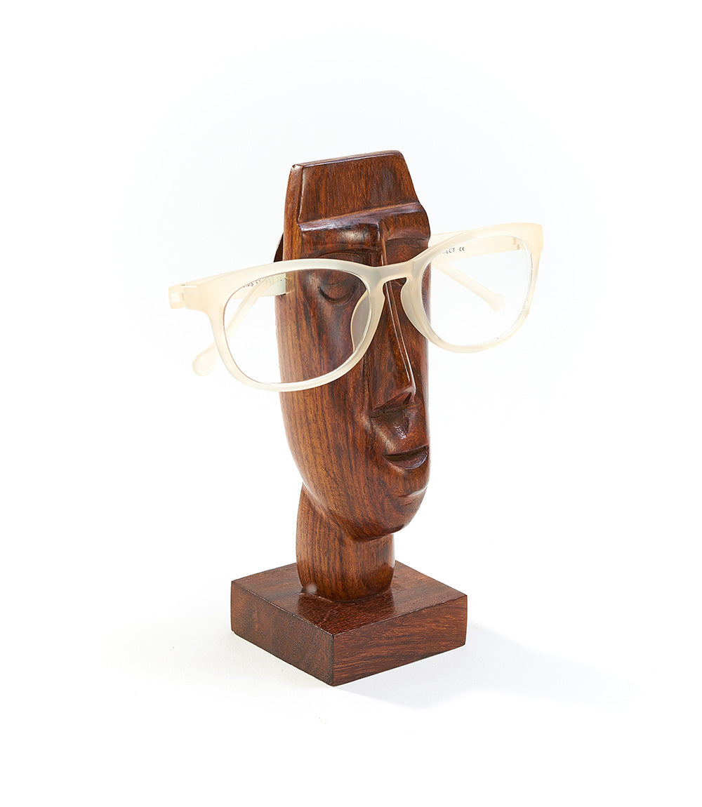 Face Glasses Holder Stand - Hand Carved Indian Rosewood