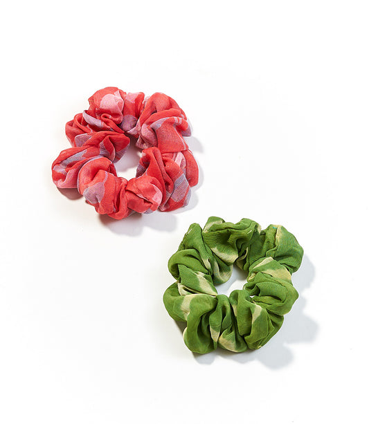 Scrunchies Set of 2 - Assorted Upcycled Sari Fabric