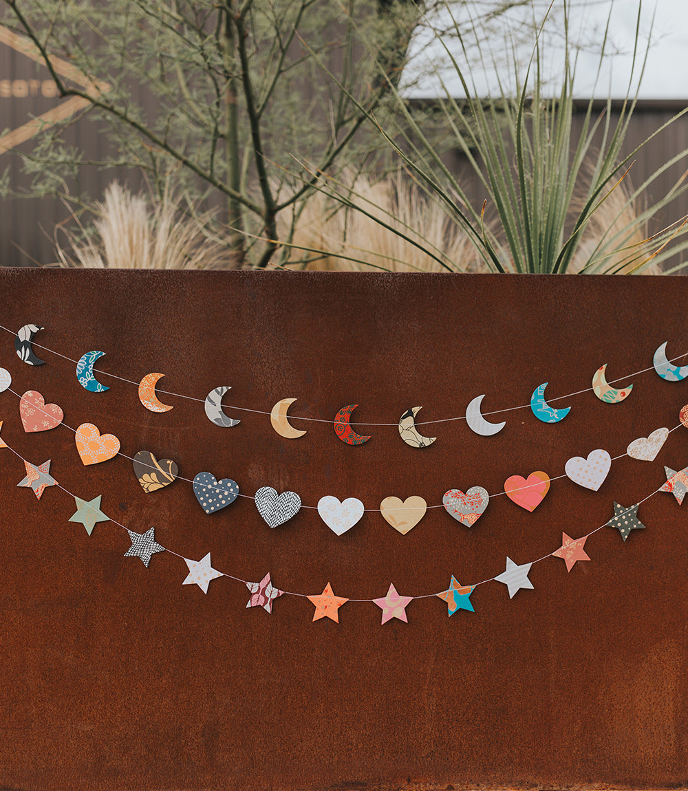 Stars Recycled Paper Garland - Eco Friendly Tree Free Decor
