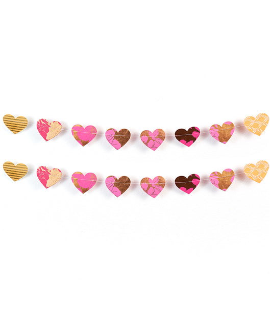 Hearts Recycled Paper Garland - Eco Friendly Tree Free Decor