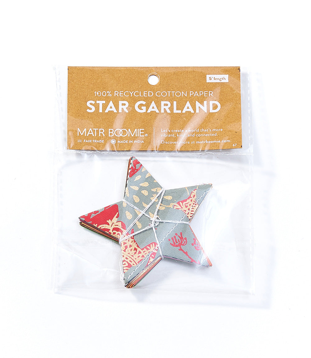 Stars Recycled Paper Garland - Eco Friendly Tree Free Decor