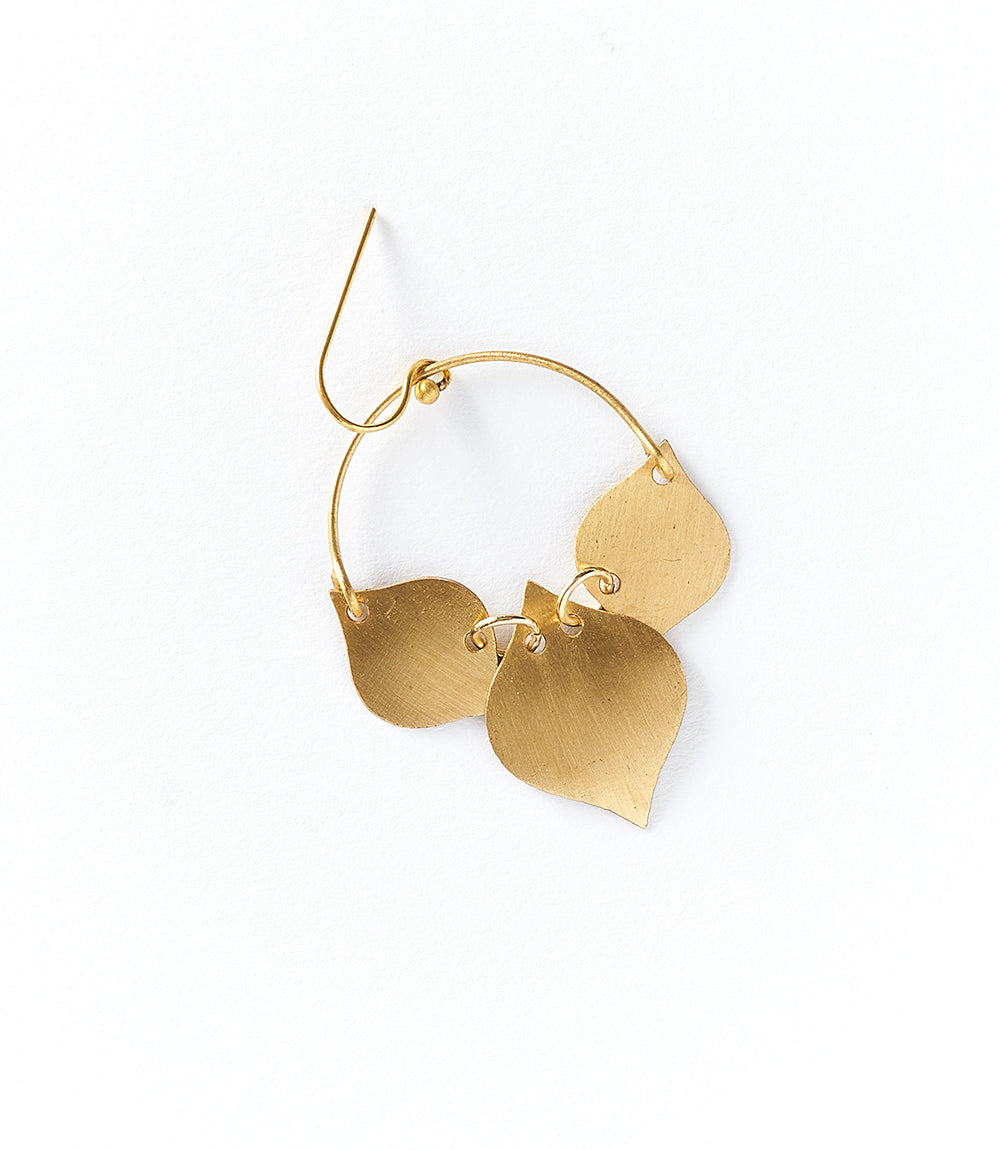 Chameli Leaf Gold Drop Earrings
