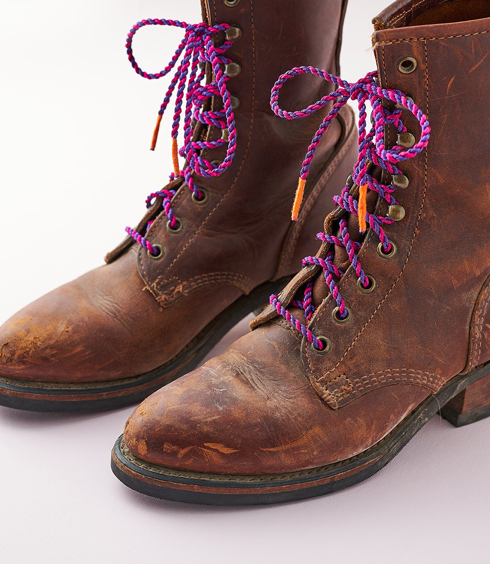 Lokachari Pink Purple Twisted Shoelaces