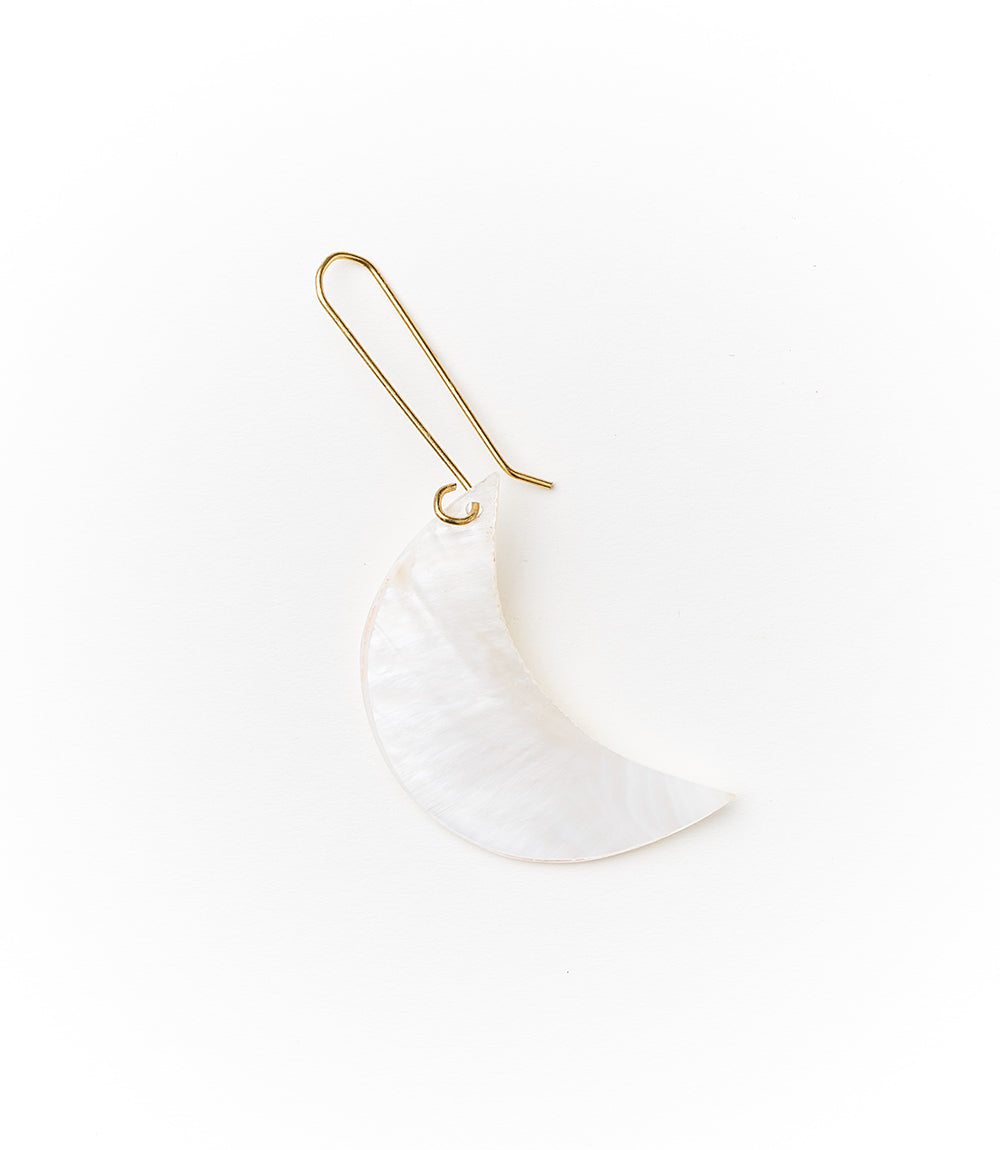 Rajani Crescent Moon Drop Earrings - Mother of Pearl