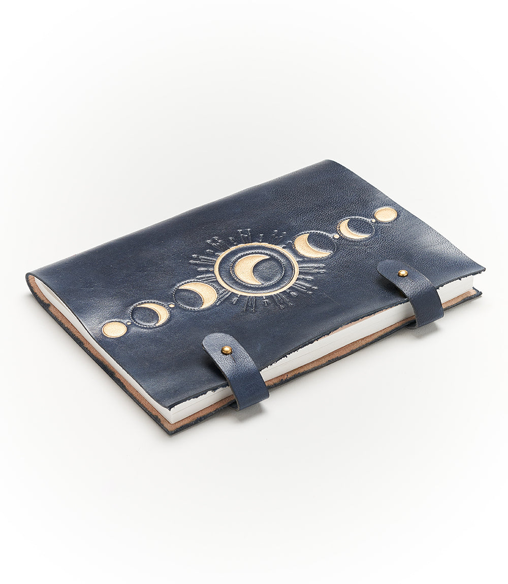 Indukala Moon Phase 5x7 Leather Journal - Refillable Recycled Paper