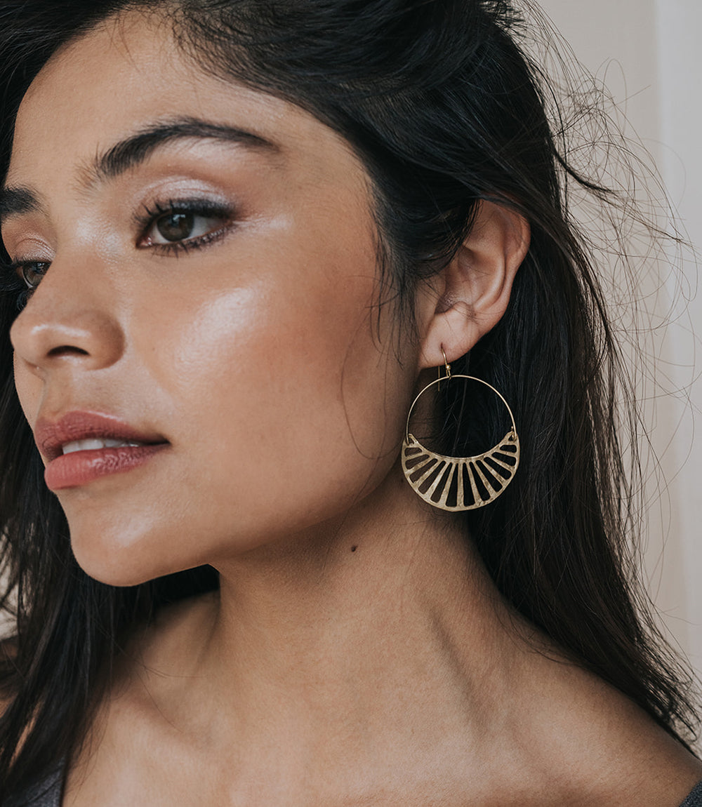 Rajani Hoop Earrings - Crescent Disc