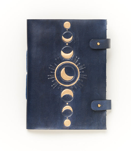 Indukala Moon Phase 5x7 Leather Journal - Refillable Recycled Paper