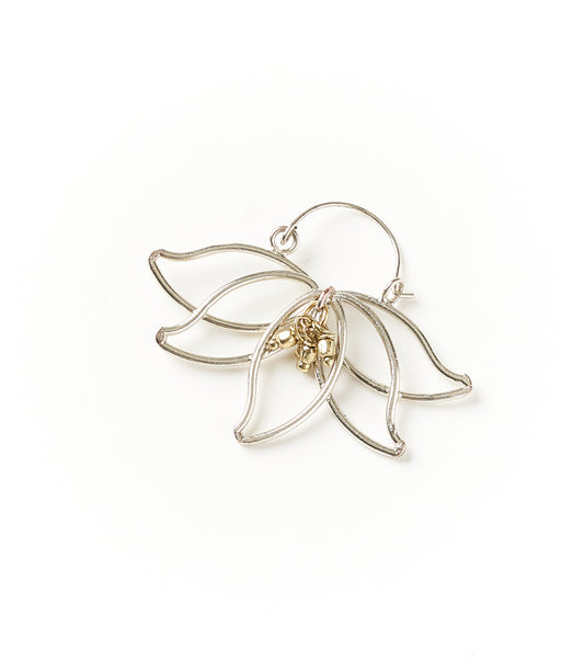 Kairavini Lotus Drop Earrings - Silver, Gold