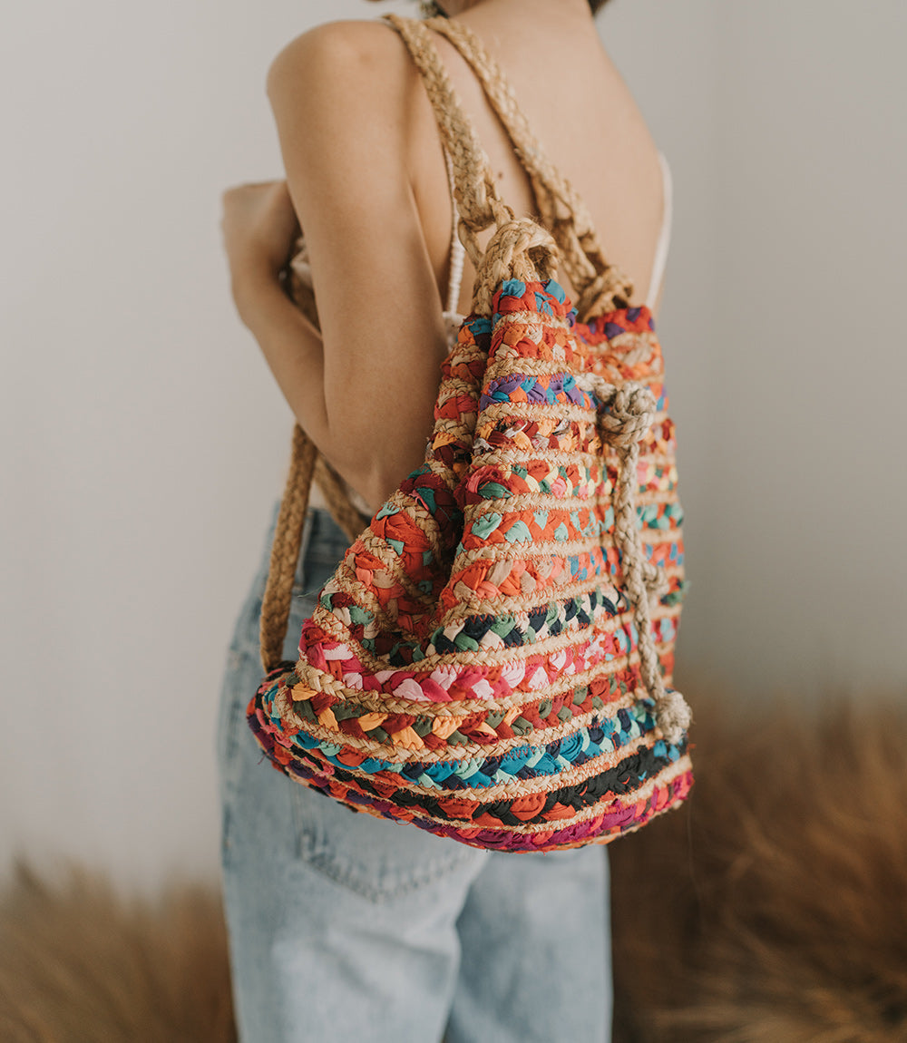 Chindi Multicolor Backpack - Hand Woven, Fair Trade