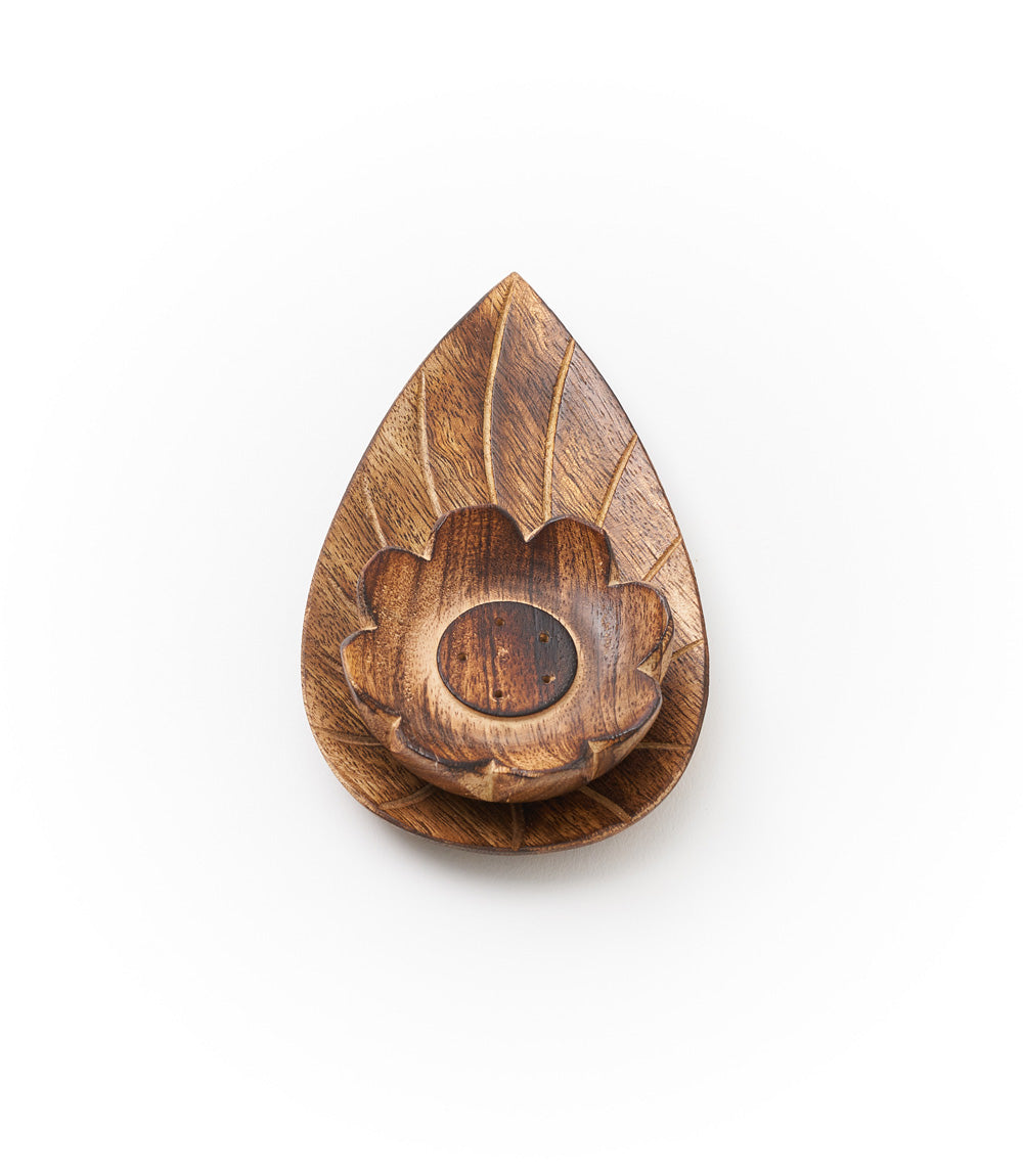 Kairavini Lotus Incense Holder - Handcrafted Mango Wood