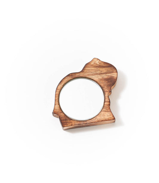 Elephant Pocket Mirror - Antique Finish Mango Wood