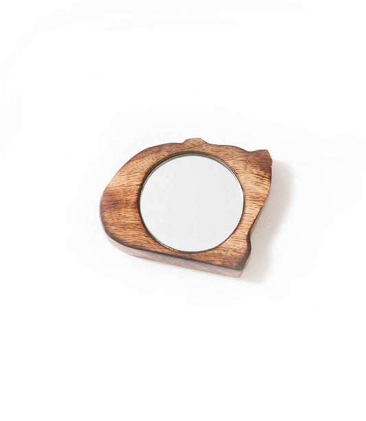 Cat Pocket Mirror - Antique Finish Mango Wood