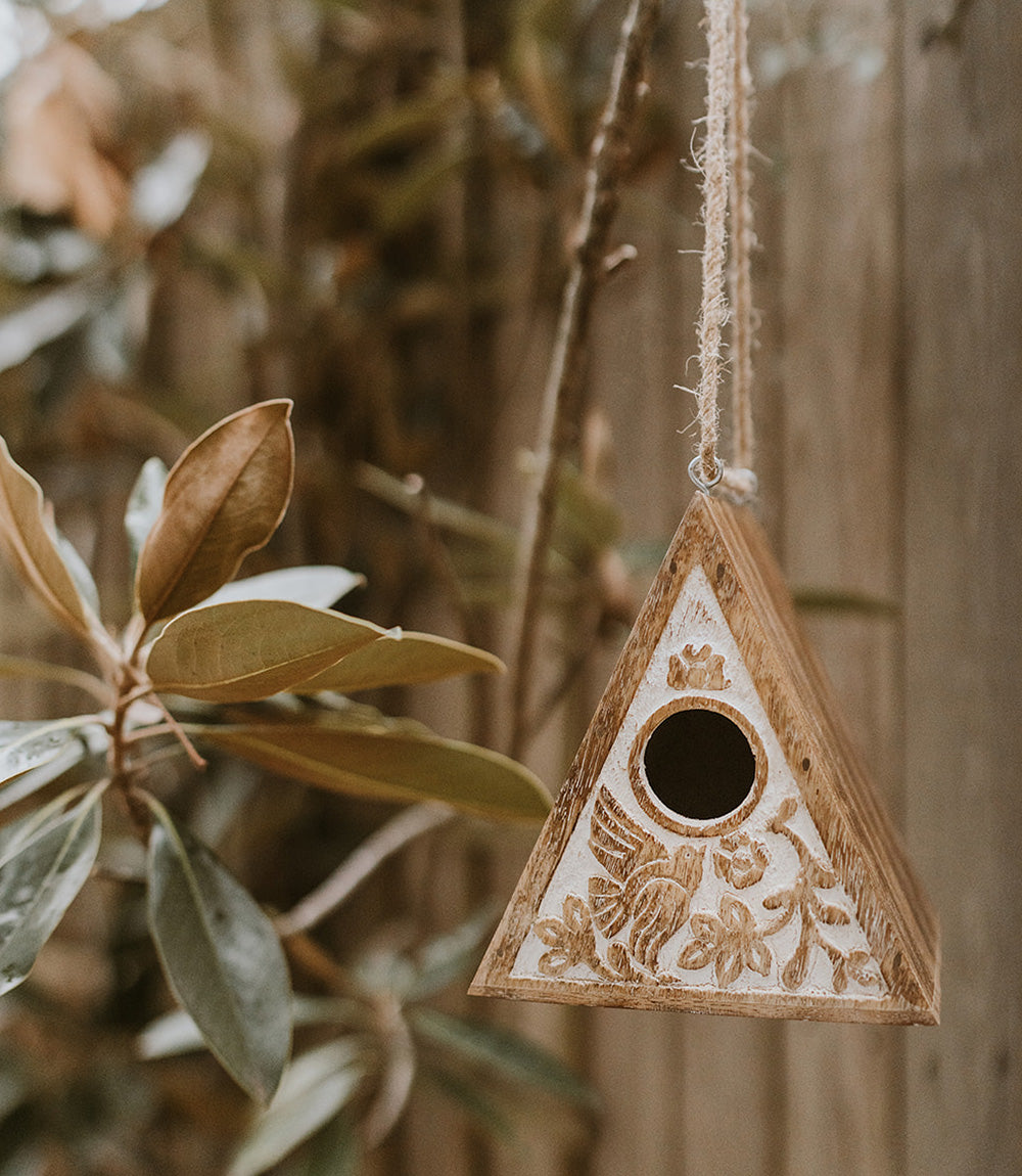 Aashiyana Hanging Birdhouse - Hand Carved Wood