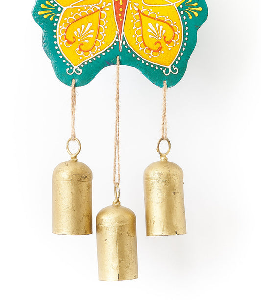 Henna Treasure Butterfly Bell Wind Chime - Hand Painted Patio Decor
