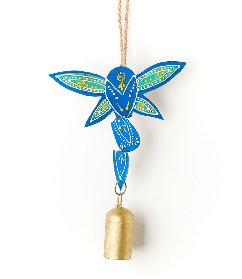 Henna Treasure Dragonfly Bell Wind Chime - Hand Painted