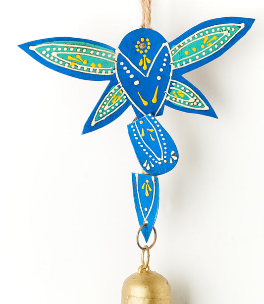 Henna Treasure Dragonfly Bell Wind Chime - Hand Painted