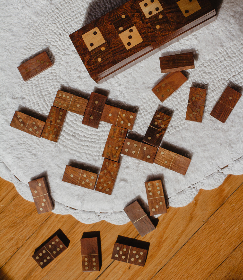 Domino Family Fun Wooden Game Set - Handmade