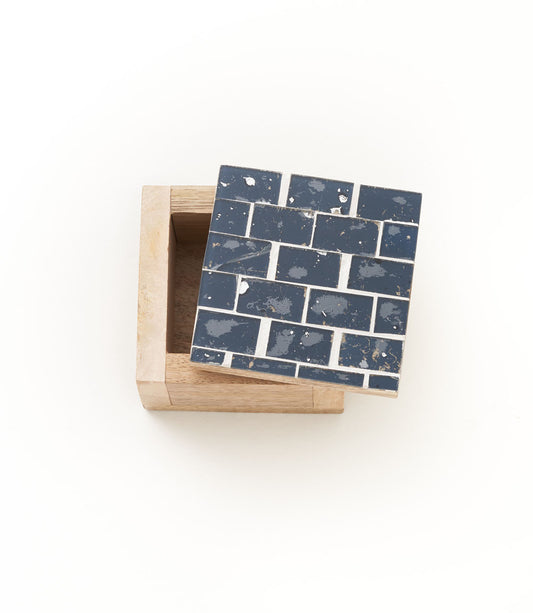 Sitaara Midnight Blue Keepsake Box - Glass Tile, Handmade