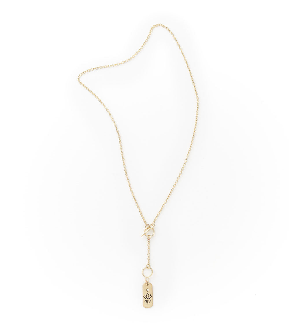Ruchi Lotus Charm Gold Dainty Drop Lariat Necklace