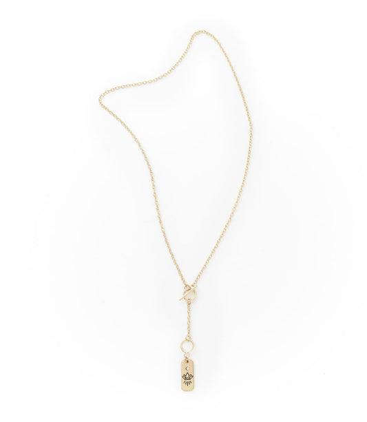 Ruchi Lotus Charm Gold Dainty Drop Lariat Necklace