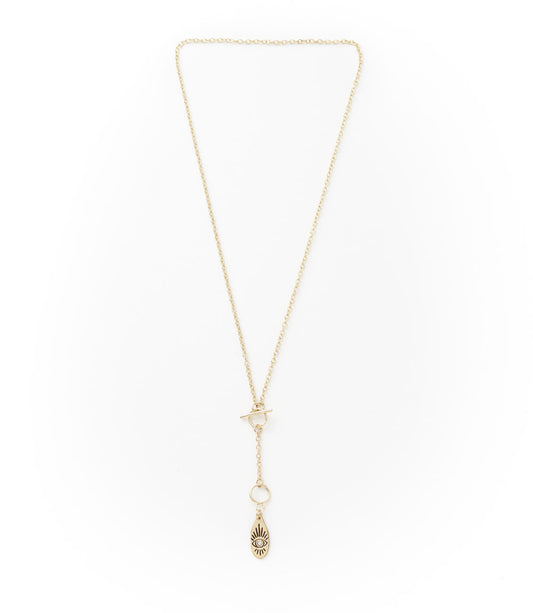 Ruchi Evil Eye Charm Gold Dainty Drop Lariat Necklace