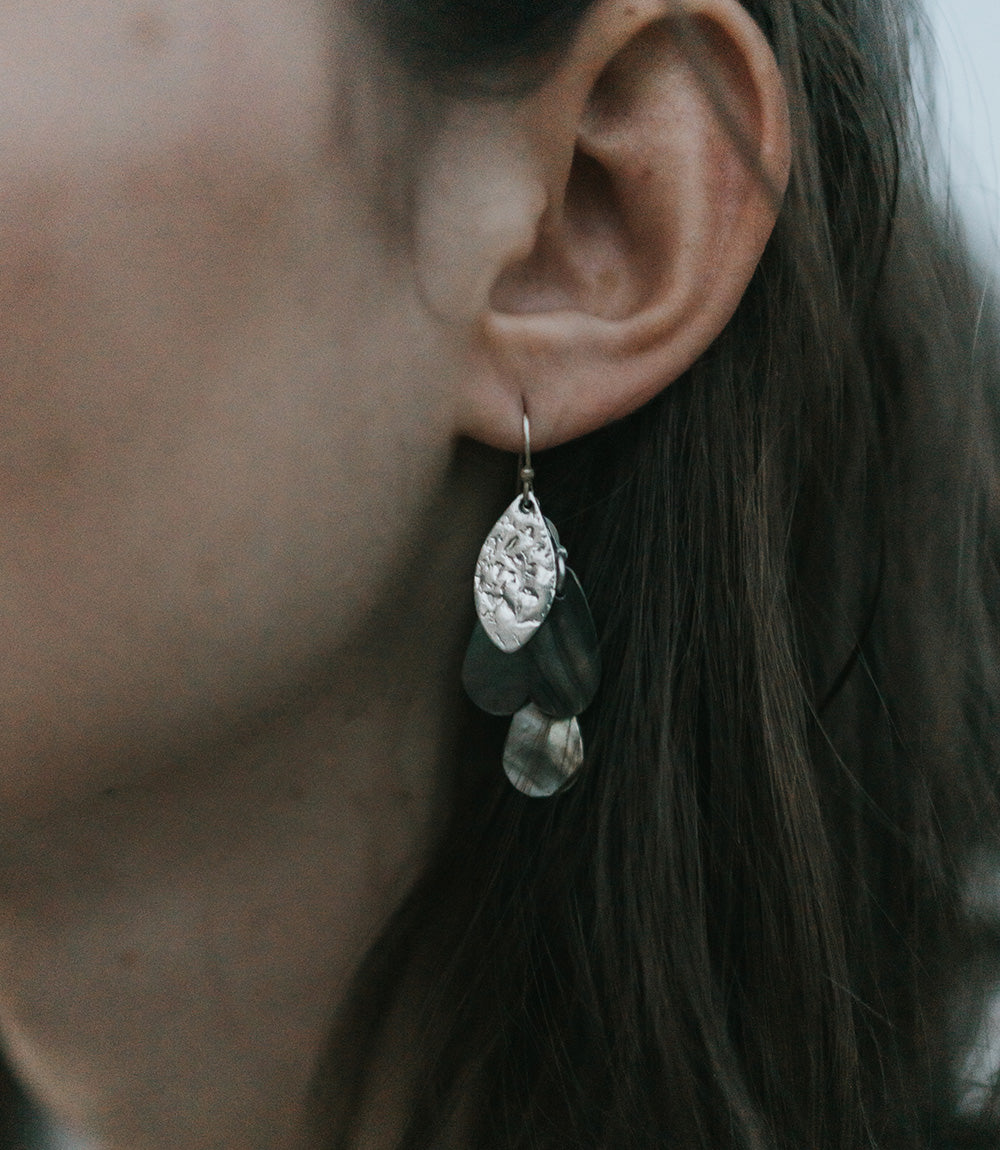 Chandra Petal Chandelier Earrings - Mother of Pearl