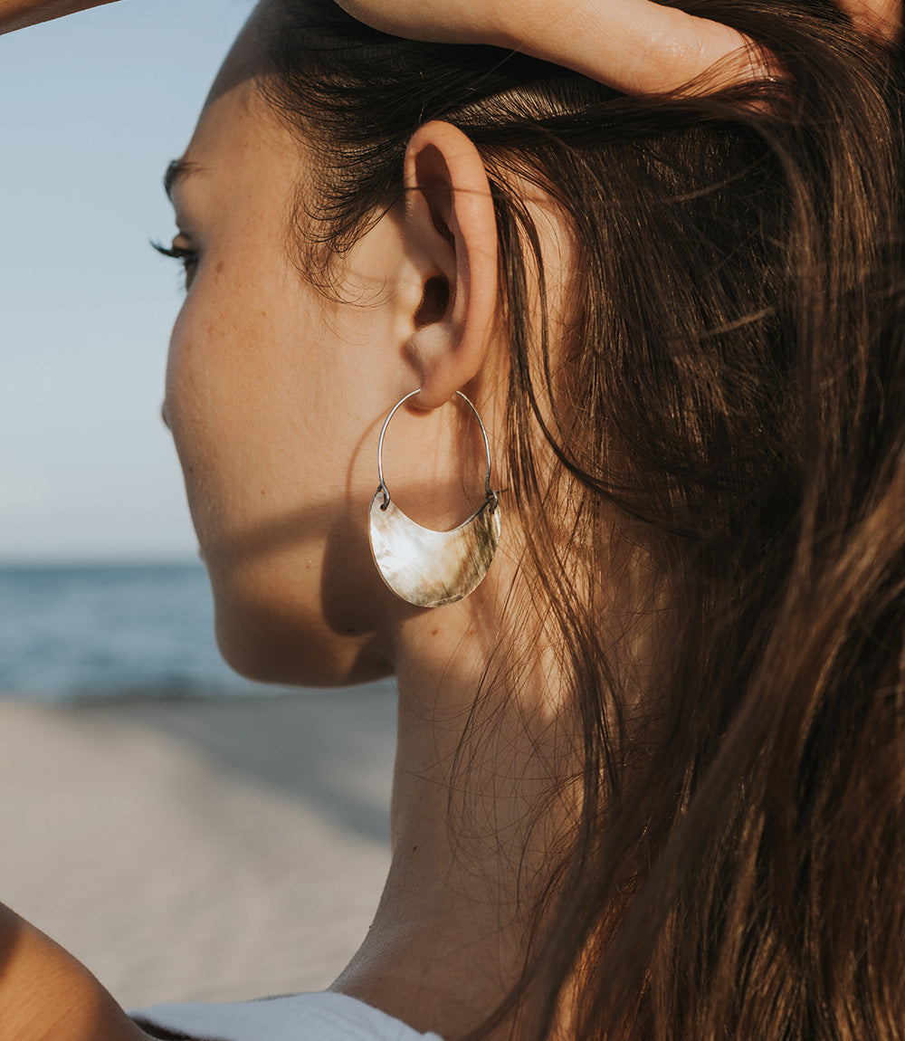 Chandra Rustic Hoop Earrings - Mother of Pearl
